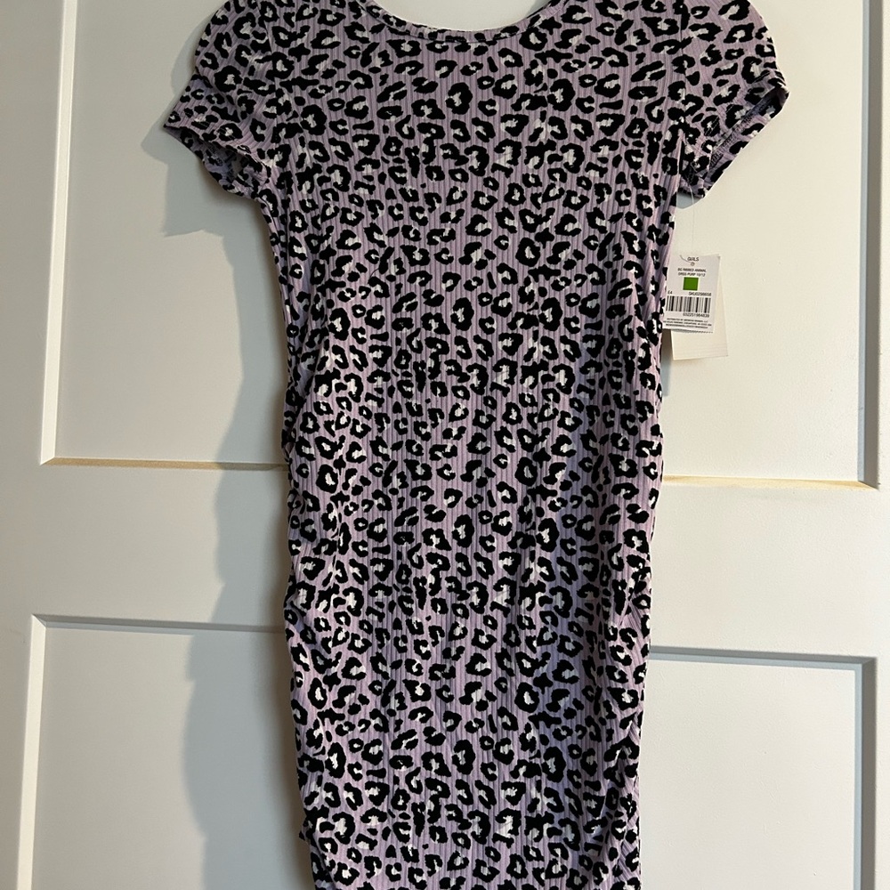 Leopard Print Purple Dress